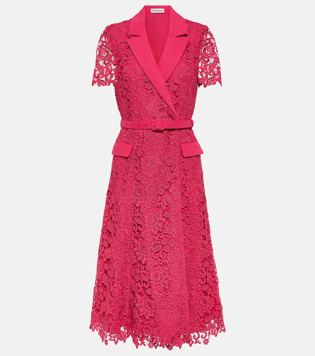 Self-Portrait lace midi dress, pink