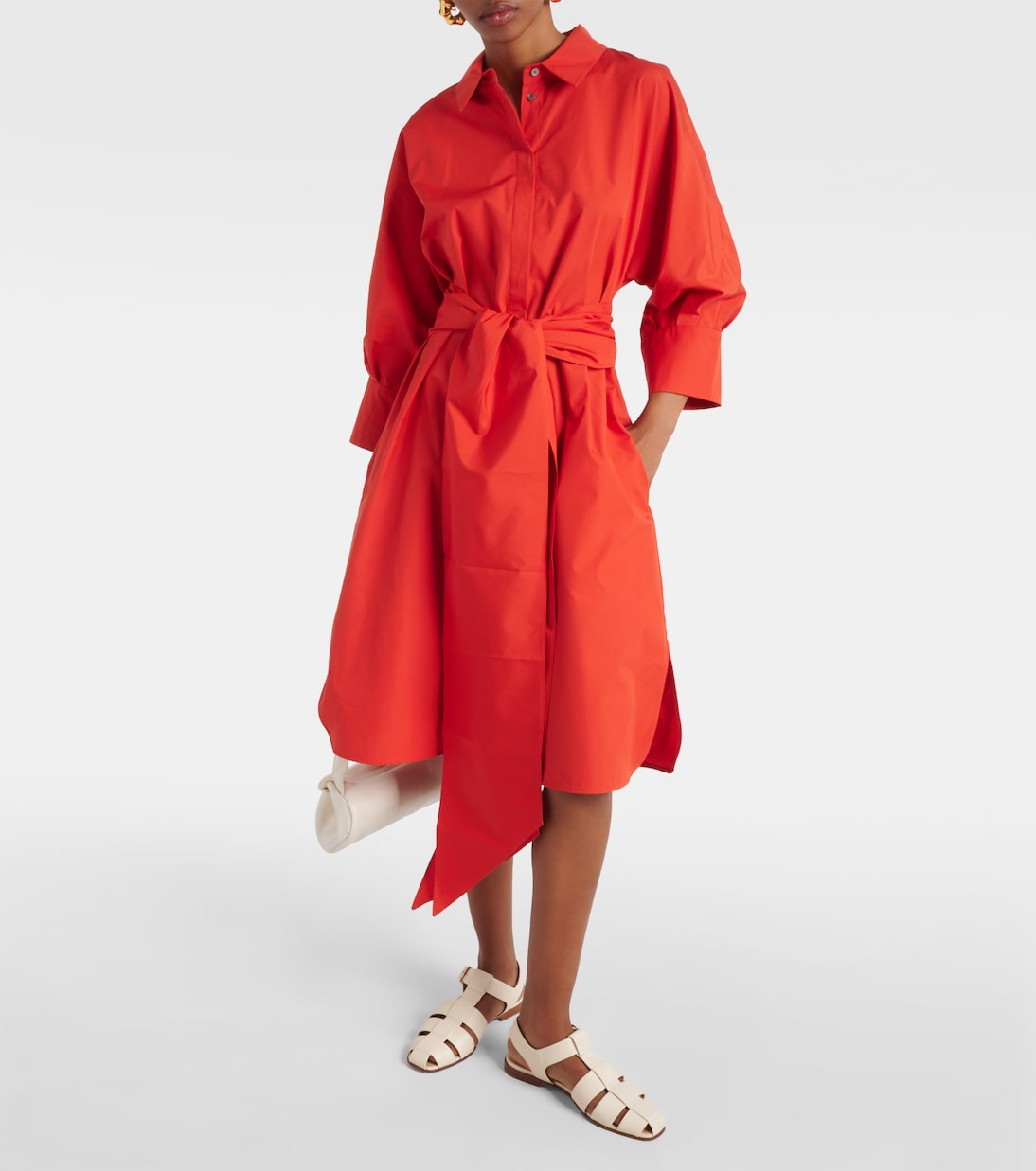 S Max Mara' cotton poplin shirt dress, orange