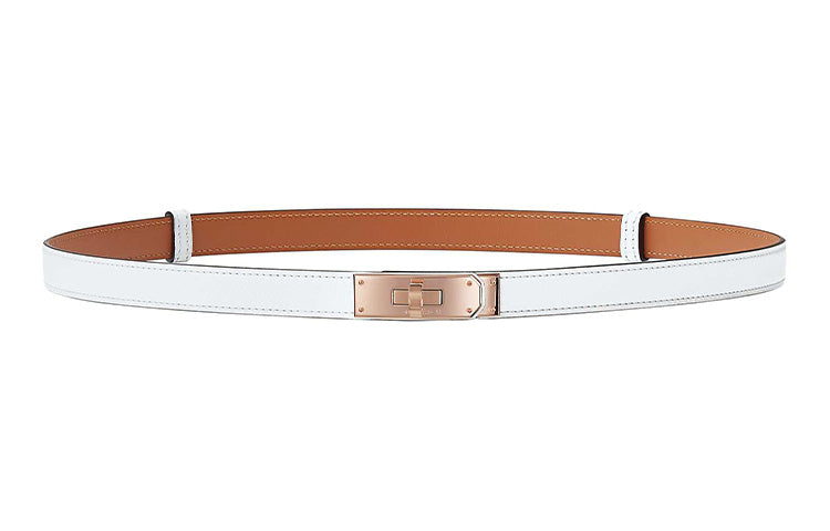 Hermes Kelly Unisex Leather Belt, White