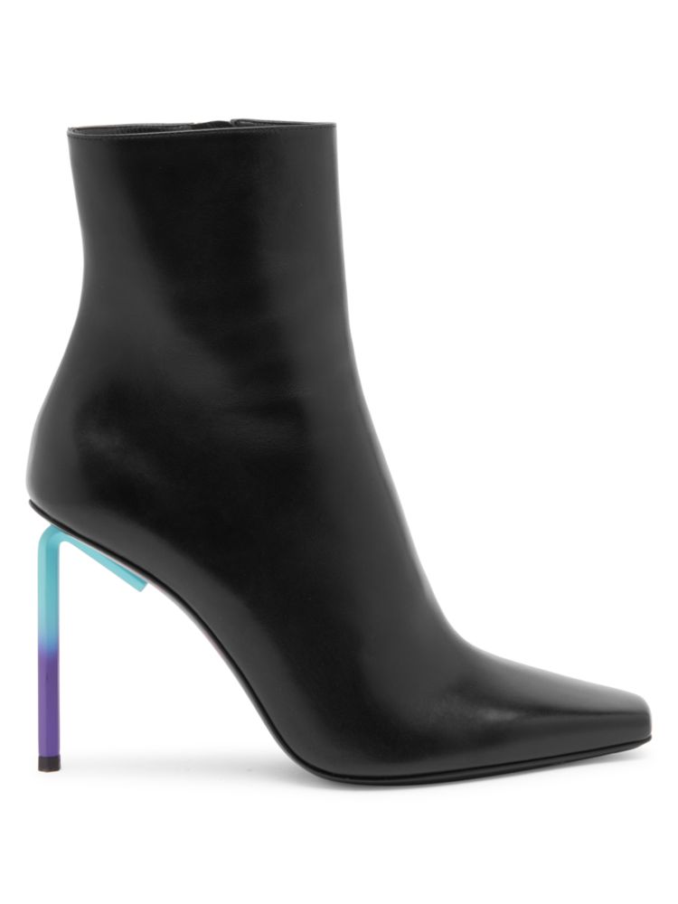 Allen Off-White Leather Ankle Boots in Black Blue