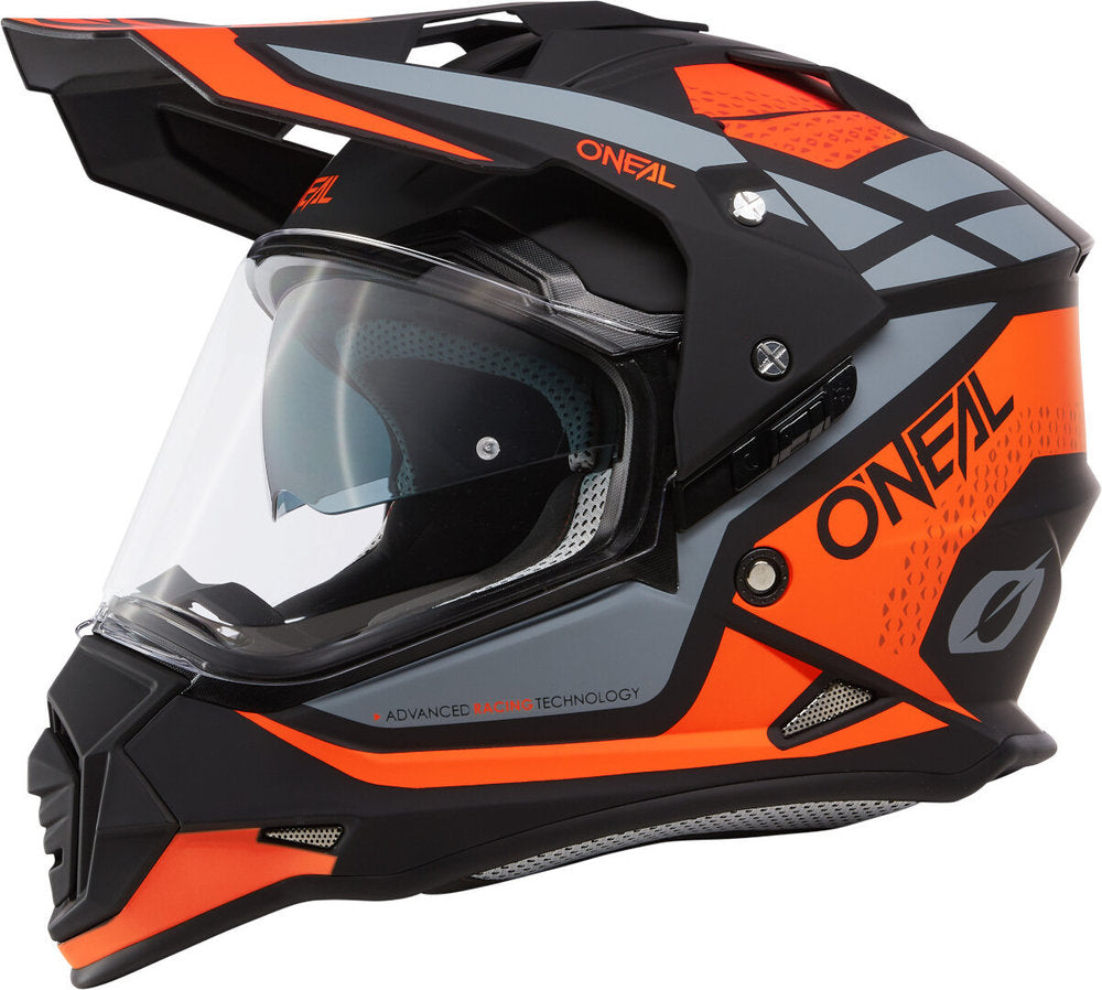 Sierra R Oneal Motocross Helmet, Black/Neon Orange