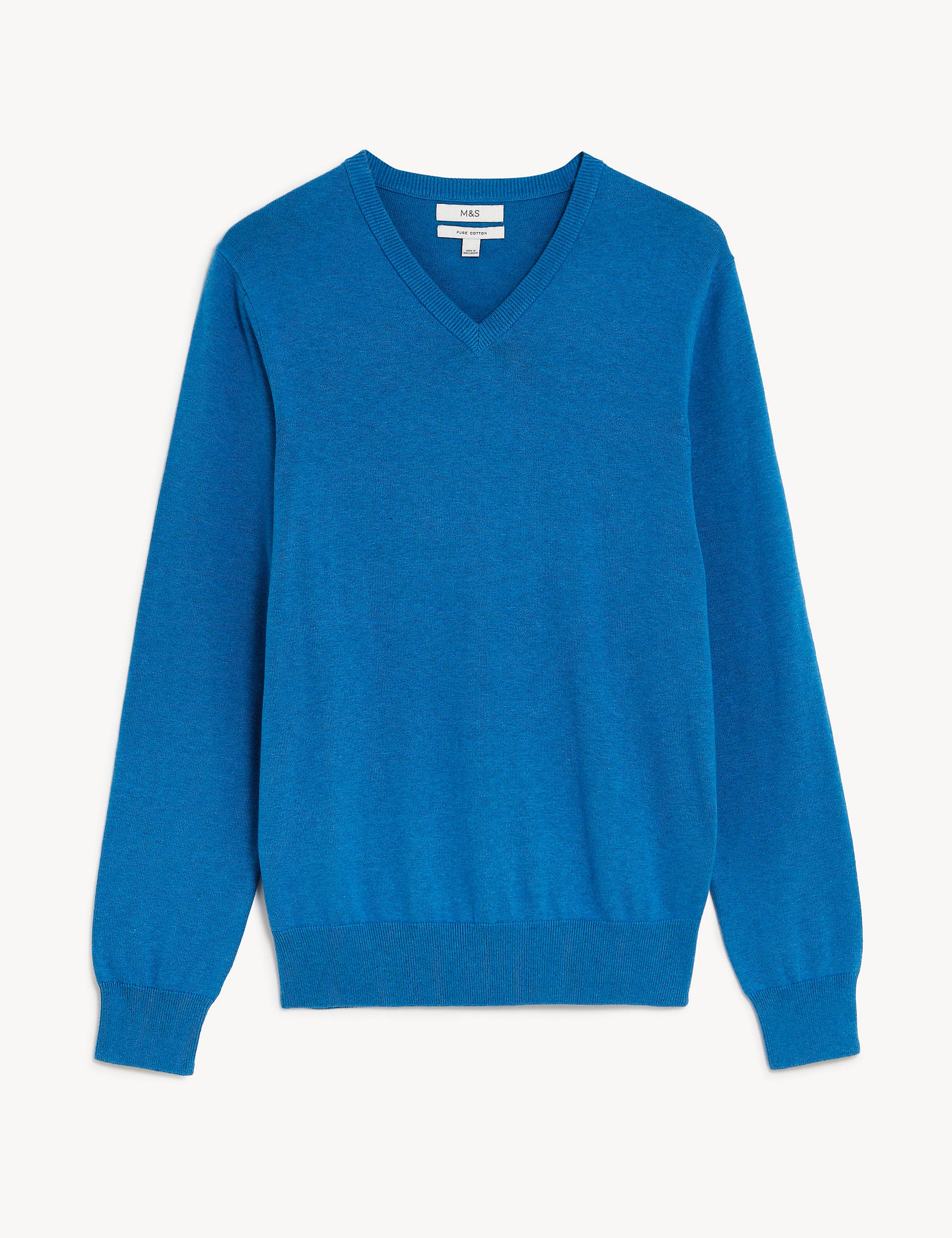 Marks & Spencer Pure Cotton V-Neck Knitted Jumper