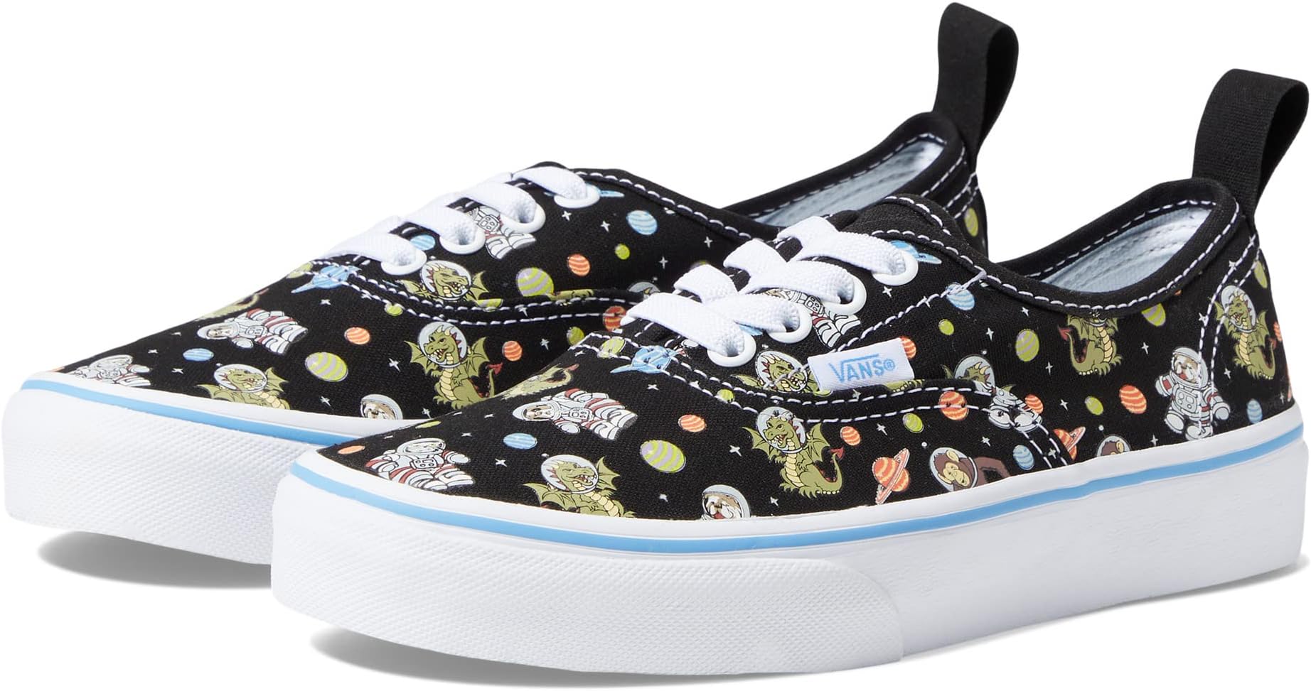 Authentic Elastic Lace Vans in Glow Cosmic Zoo Black/Blue