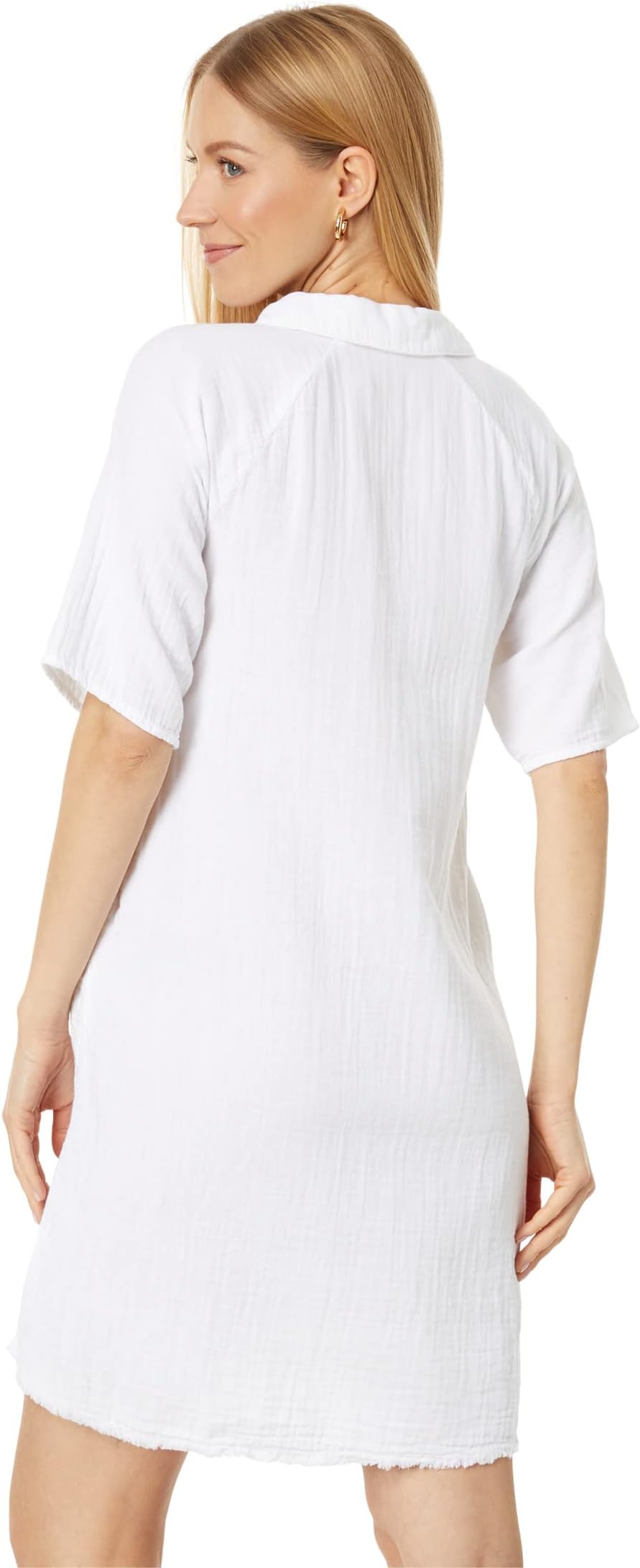 Two-layer gauze dress with buttons and half raglan sleeves Mod-o-doc white