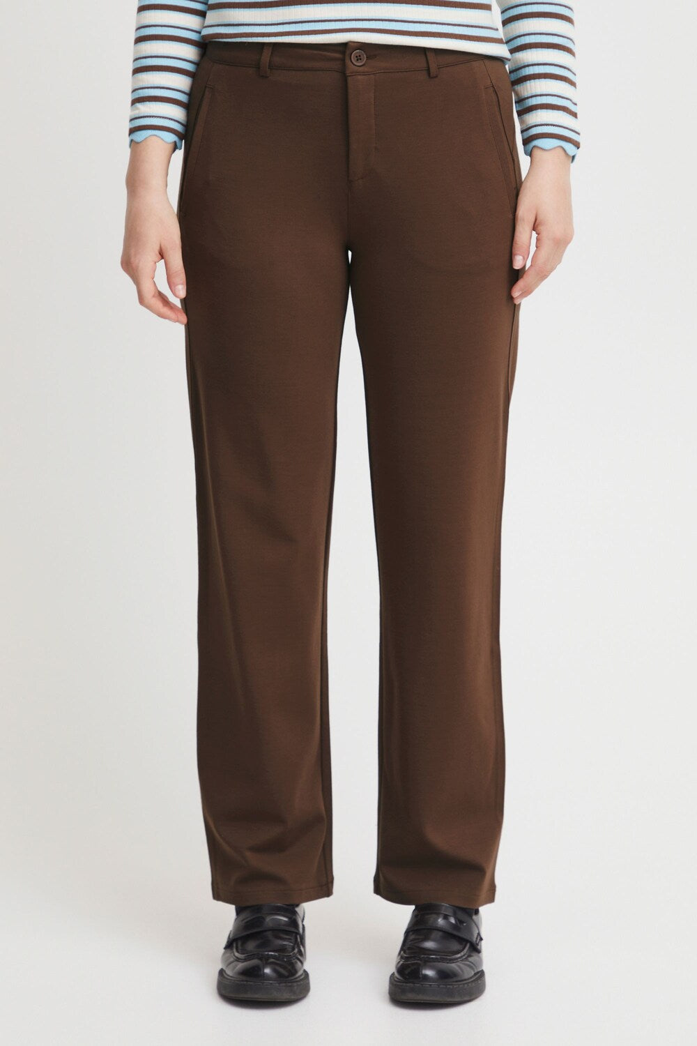 Fransa Tessa loose trousers, chestnut