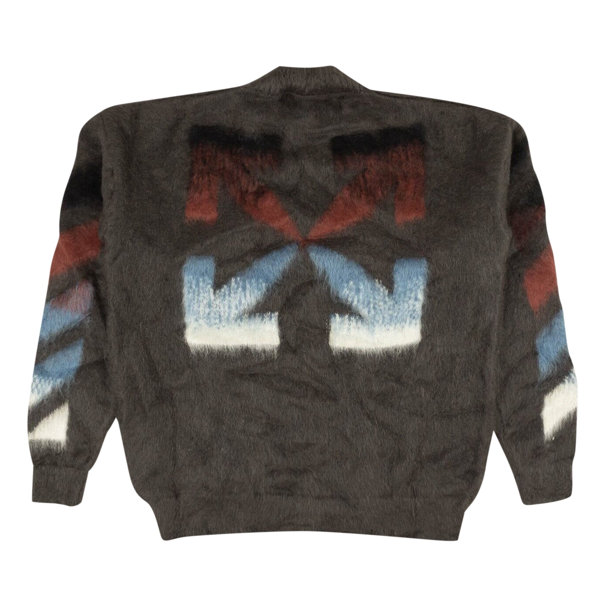 Off-White Diag Brush Mohair Crewneck, Gray