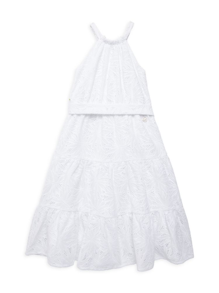 Michael Kors Baby Girls Floral Eyelet Maxi Dress ,  white