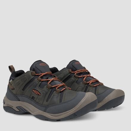 KEEN Men's Circadia Waterproof Hiking Shoes, Black Olive/Potters Clay