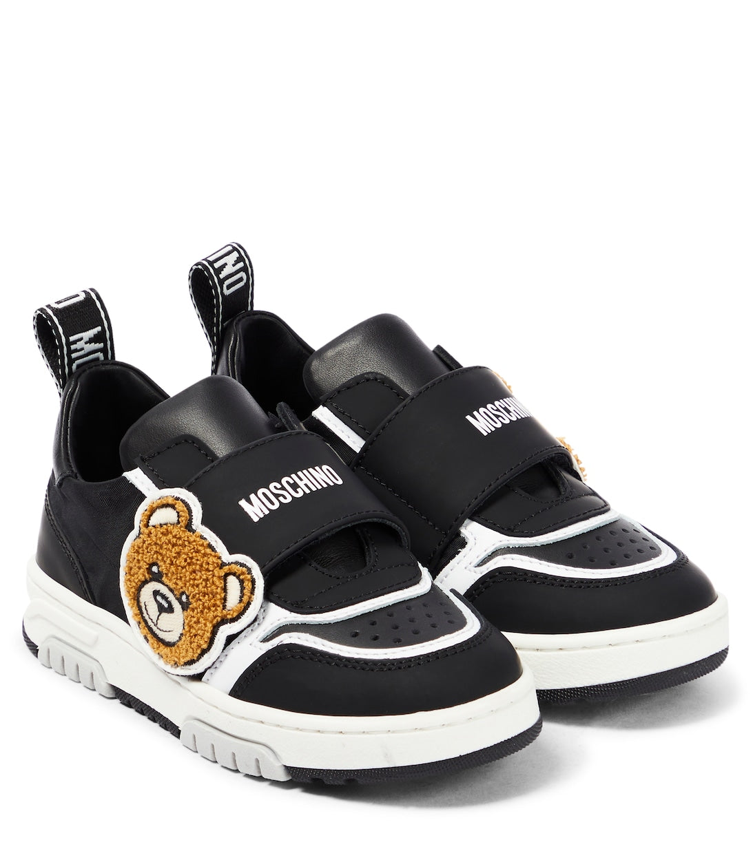 Teddy Bear sneakers in Moschino leather, black