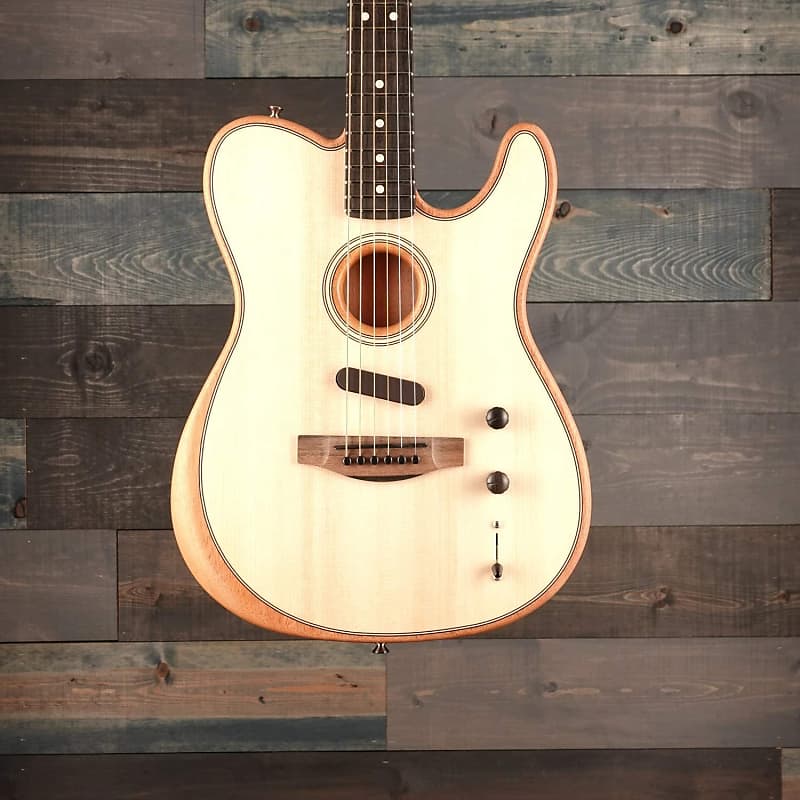 جيتار صوتي Fender American Acoustasonic Telecaster Natural مع حقيبة حفلات موسيقية مميزة