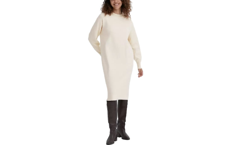 UNIQLO Women's Long Sleeve Dress, Beige