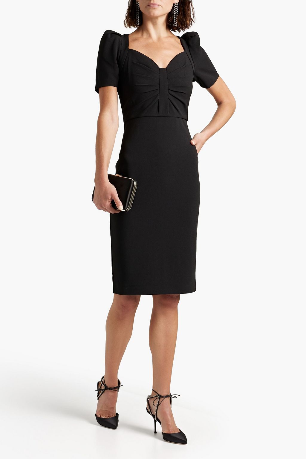 Pleated crepe dress BADGLEY MISCHKA, black