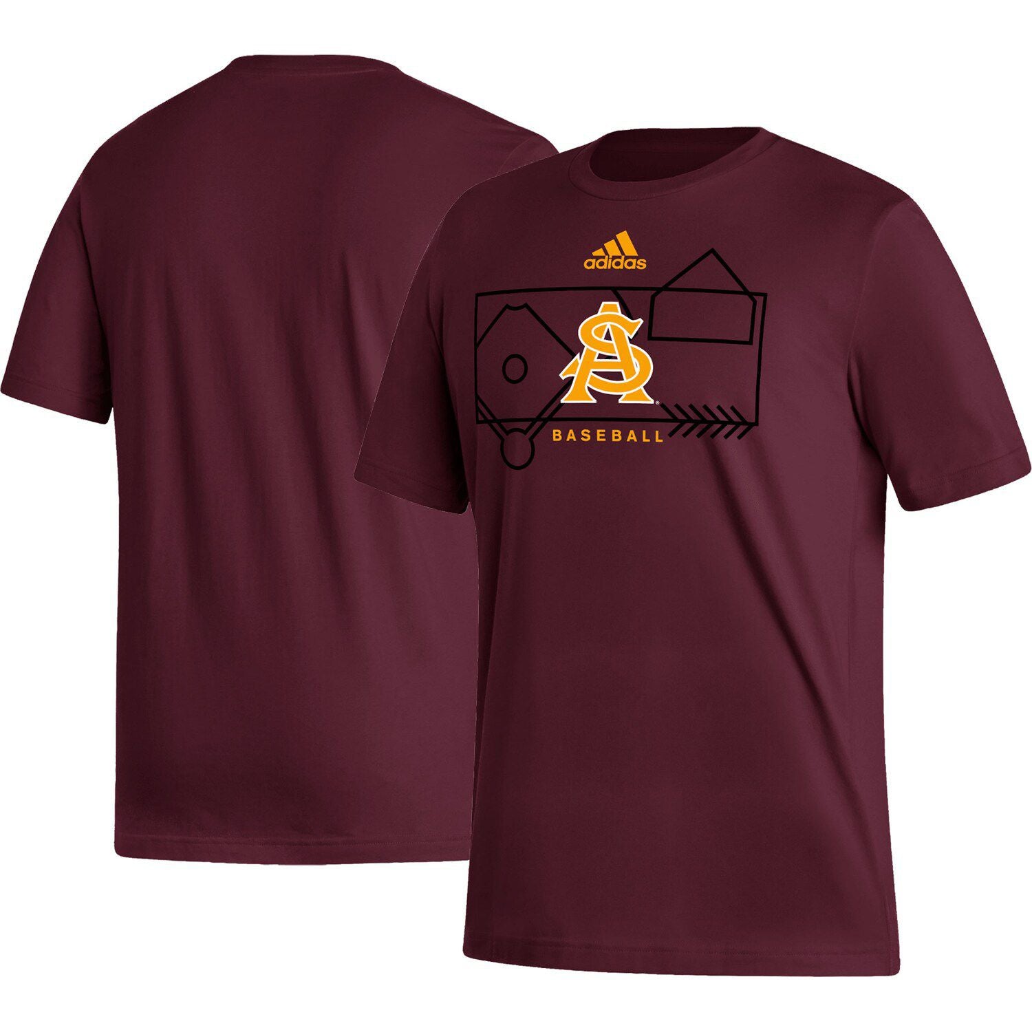 قميص كرة السلة للرجال من Arizona State Maroon Sun Devils Locker Lines من adidas