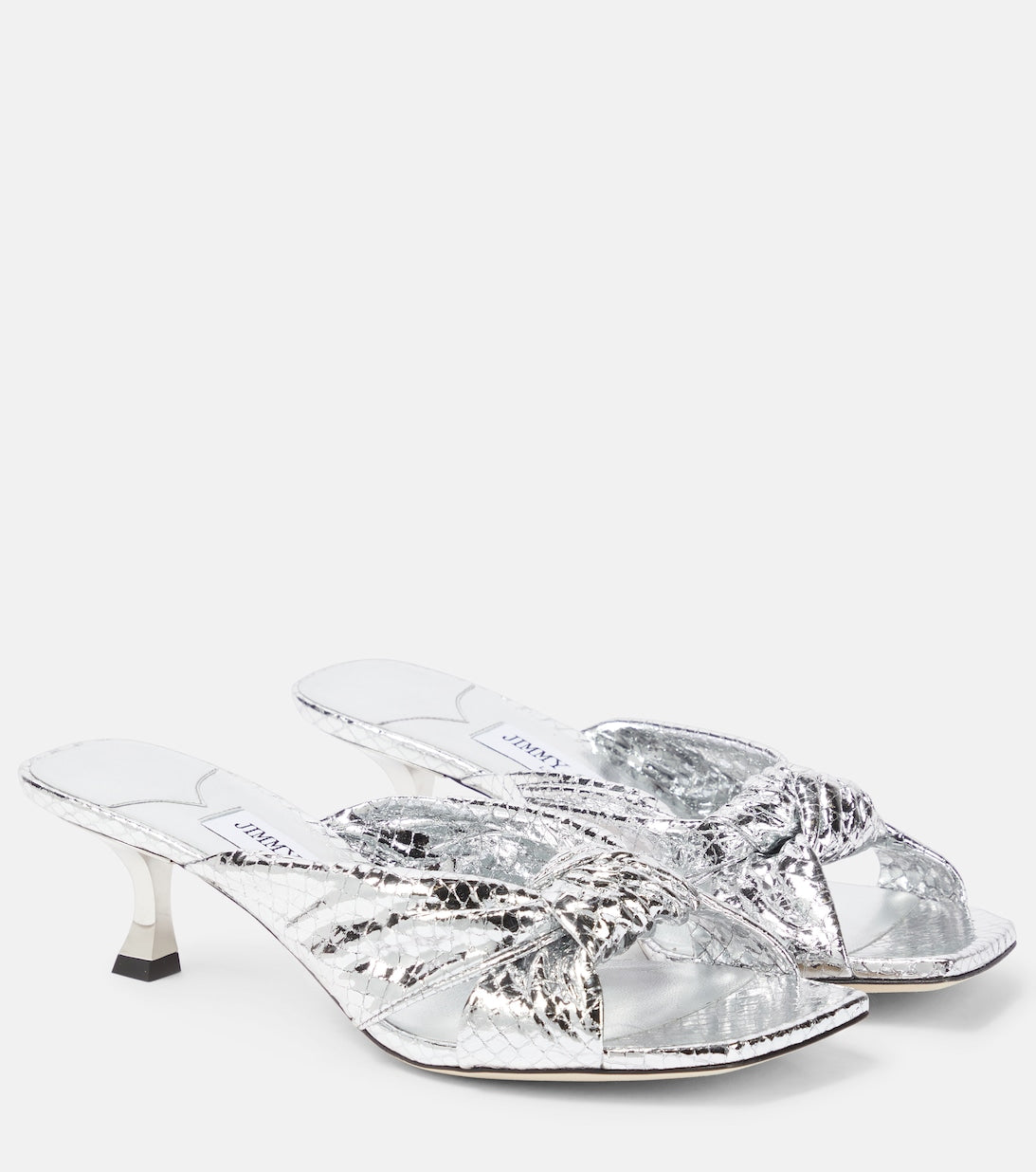 Jimmy Choo Avenue 50 Snake Leather Mule, Silver