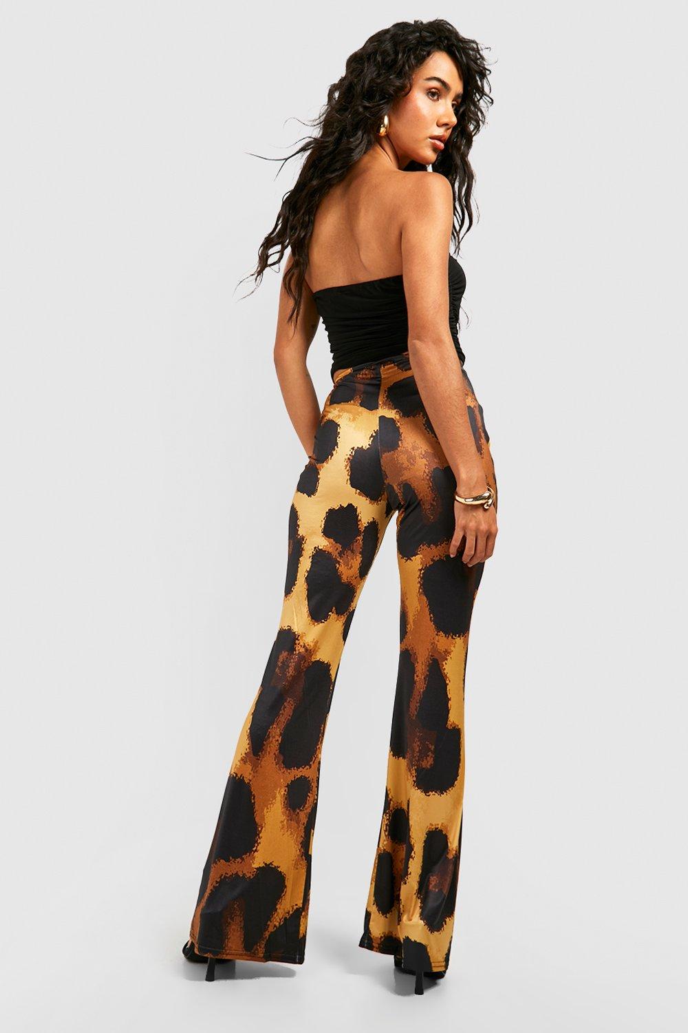 Boohoo Leopard Print Trousers, Brown