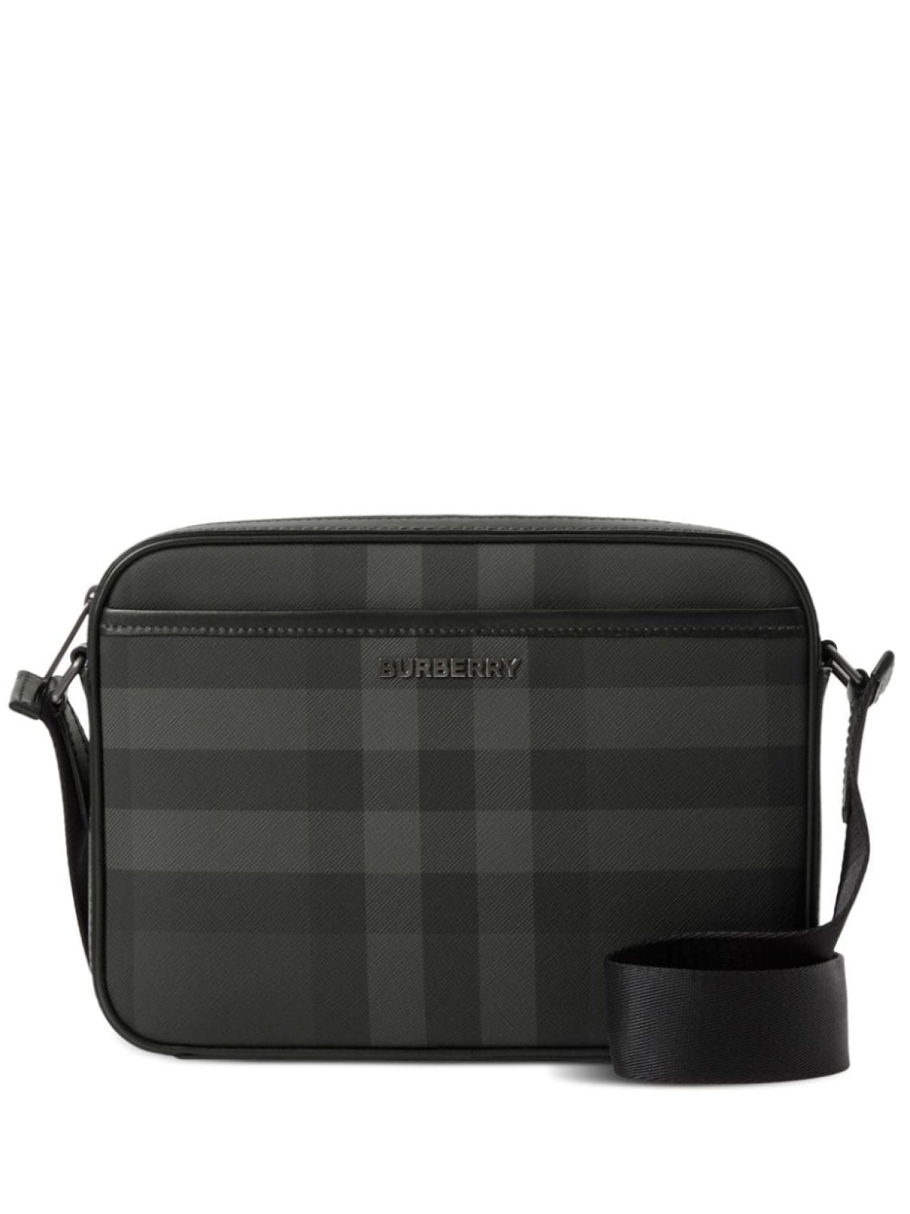 Burberry Checked Logo Messenger Bag Black