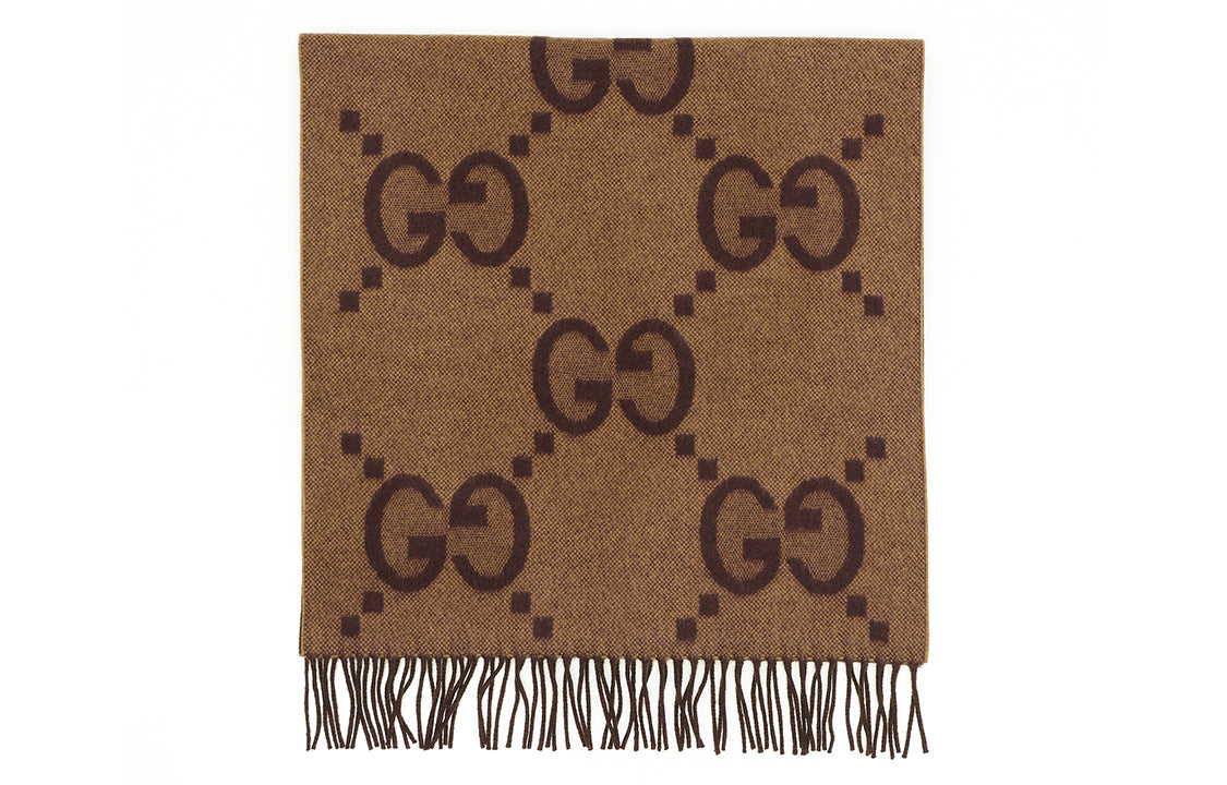 Knitted scarf Gucci Cashmere Jacquard, brown