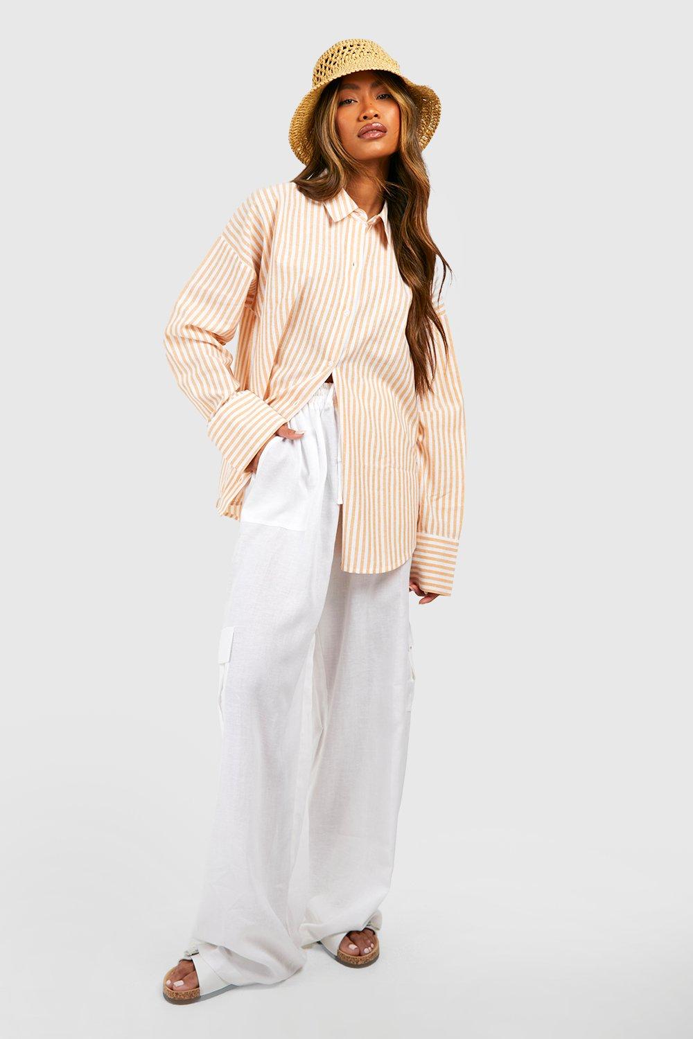 Boohoo Oversized Striped Shirt, Mustard