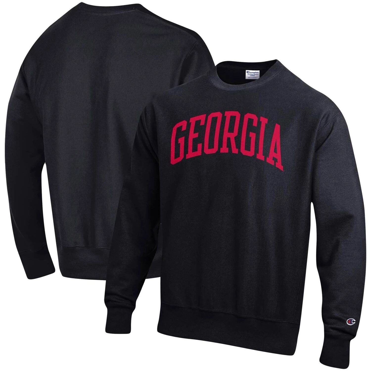 Men's Pullover Champion Black Georgia Bulldogs Arch Reverse Weave Sweatshirt