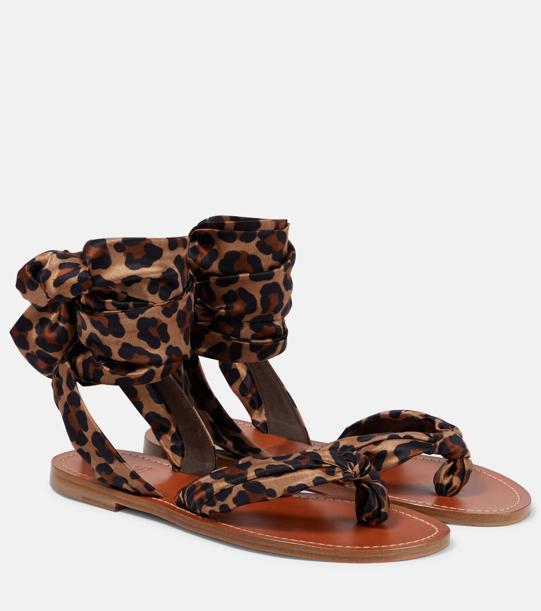 Christian Louboutin Niloo du Désert Leopard Print Satin Sandals, Multicolor