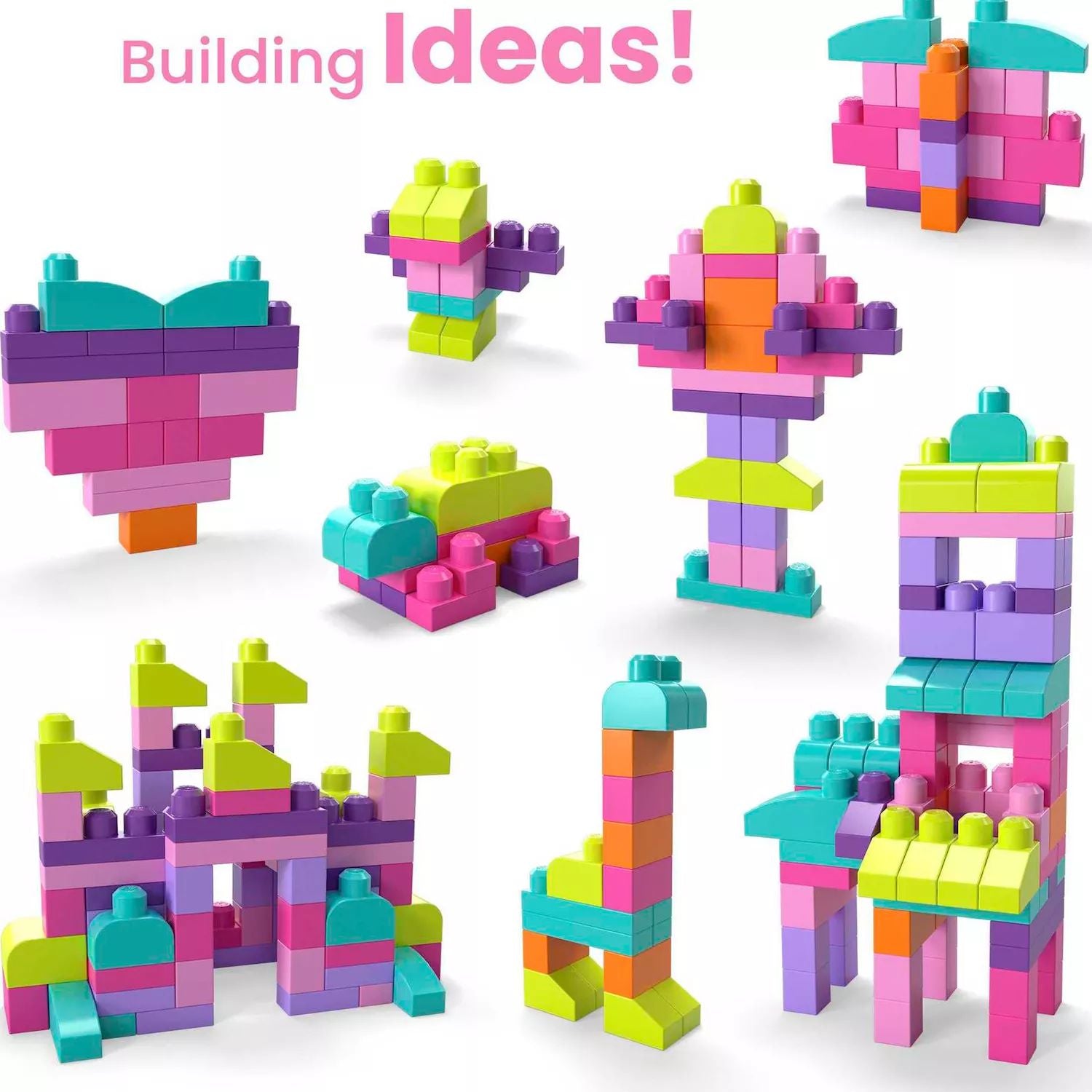 Large building blocks MEGA BLOKS, 80 pieces, for babies 1-3 years old, pink Mega Bloks