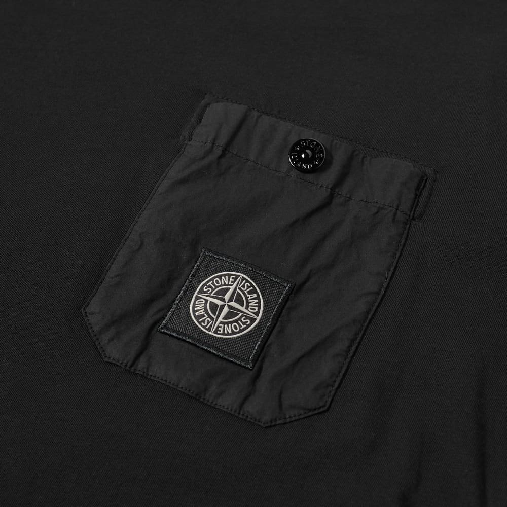 Stone Island Junior Long Sleeve T-Shirt with Logo Patch and Pocket, Black