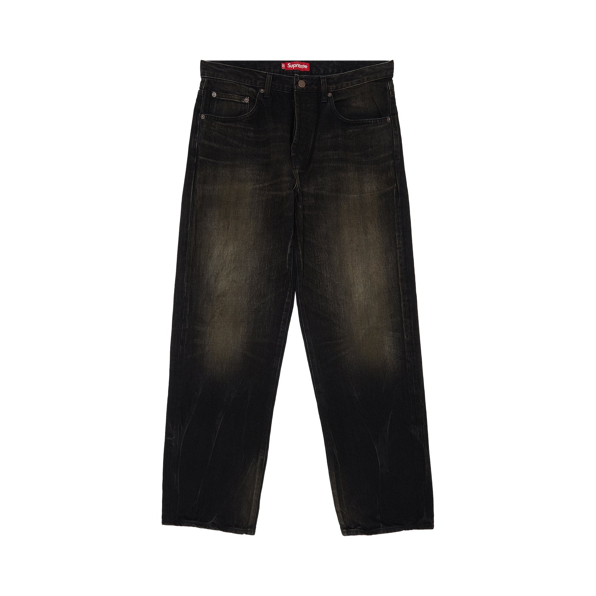 Supreme Relaxed Washed Jeans in Washed Black