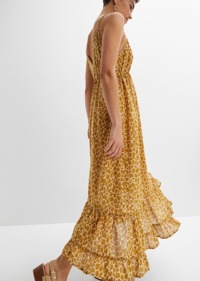 Rainbow Leopard Print Maxi Dress, Beige