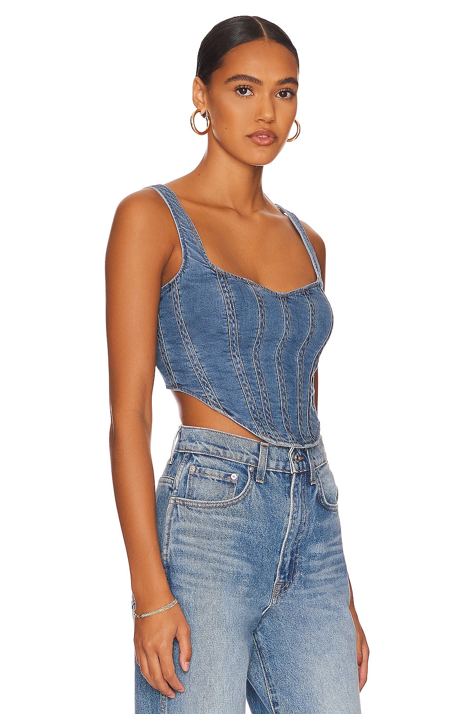 Bardot Denim Corset Bustier, Vintage