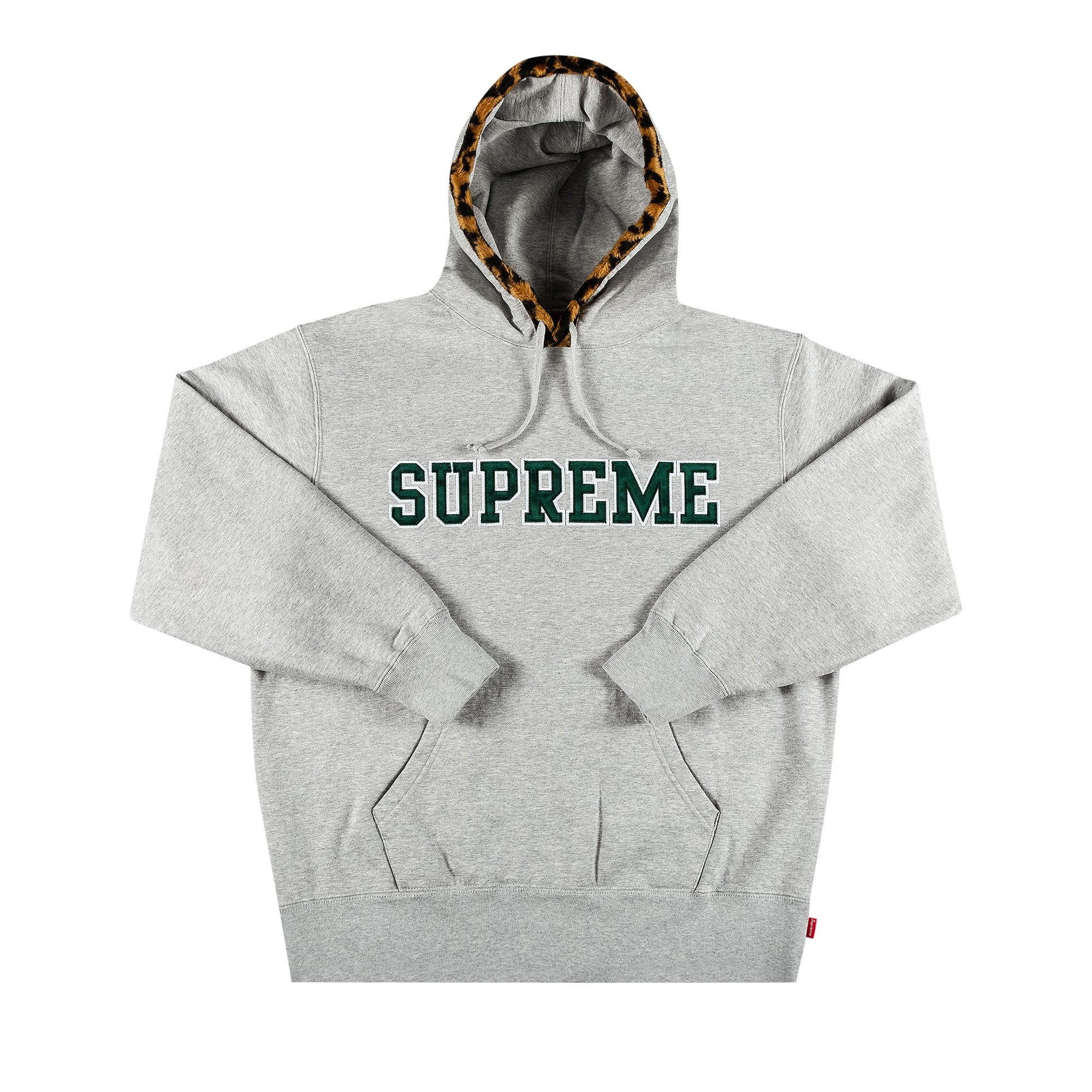 هودي بطبعة جلد النمر من Supreme، باللون الرمادي الفاتح