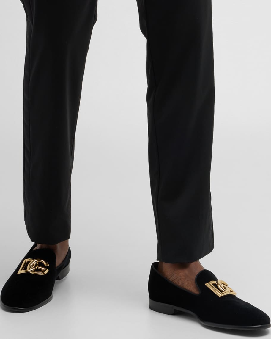 Men's velvet loafers with Dolce&Gabbana logo