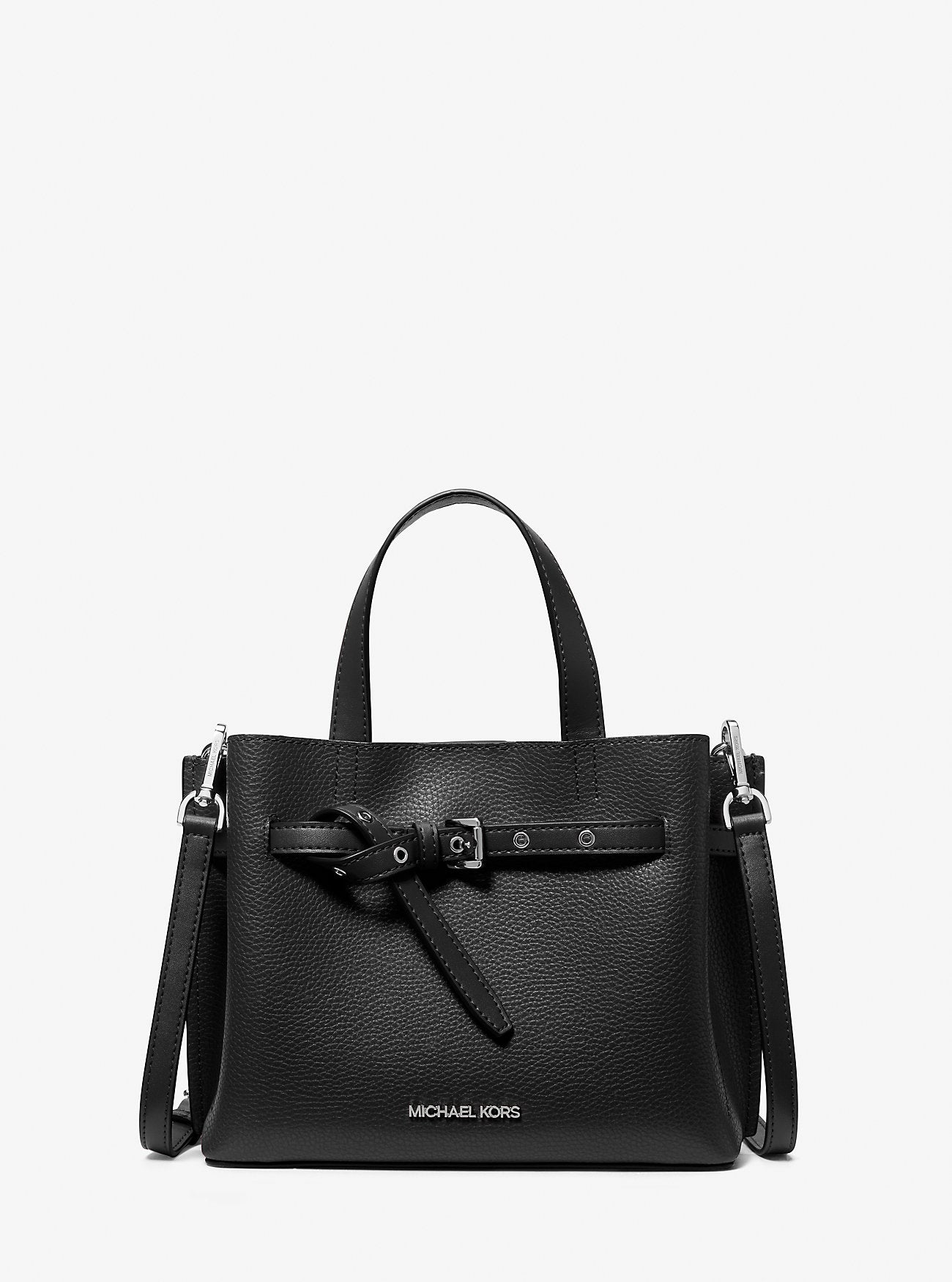 Michael Kors Pebbled Leather Small Emilia Satchel, Black