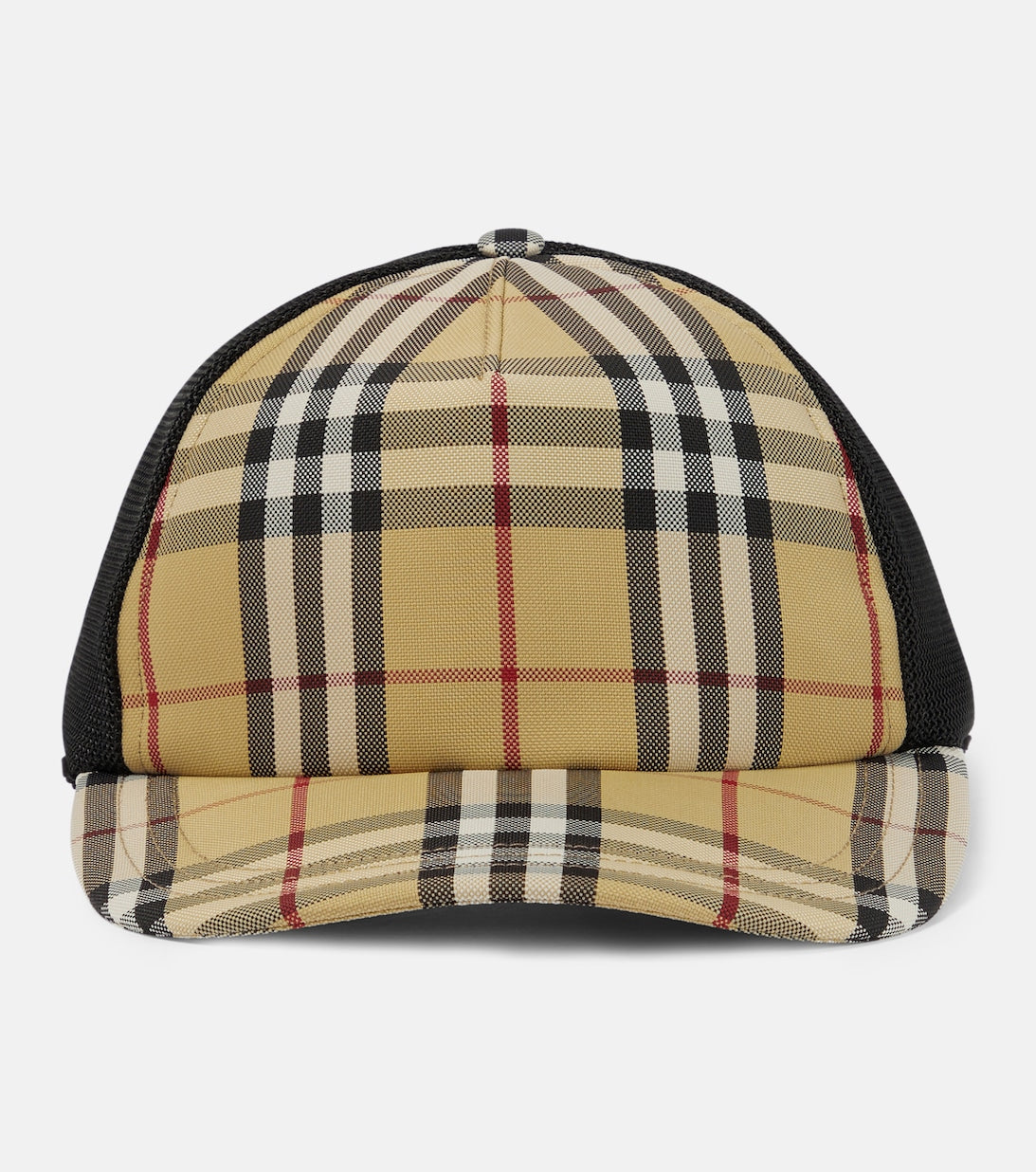 قبعة بيسبول من Burberry Vintage Check and Mesh باللون البني