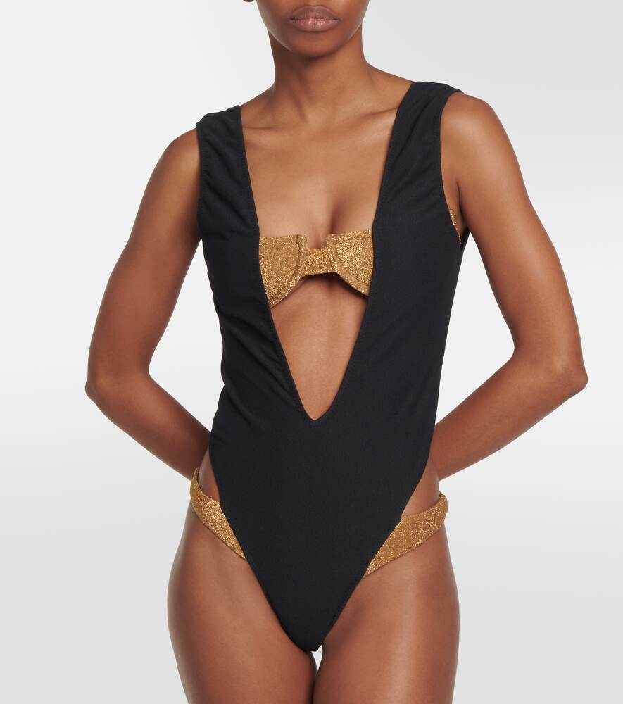 SAME V-neck two-layer swimsuit, multi-colored