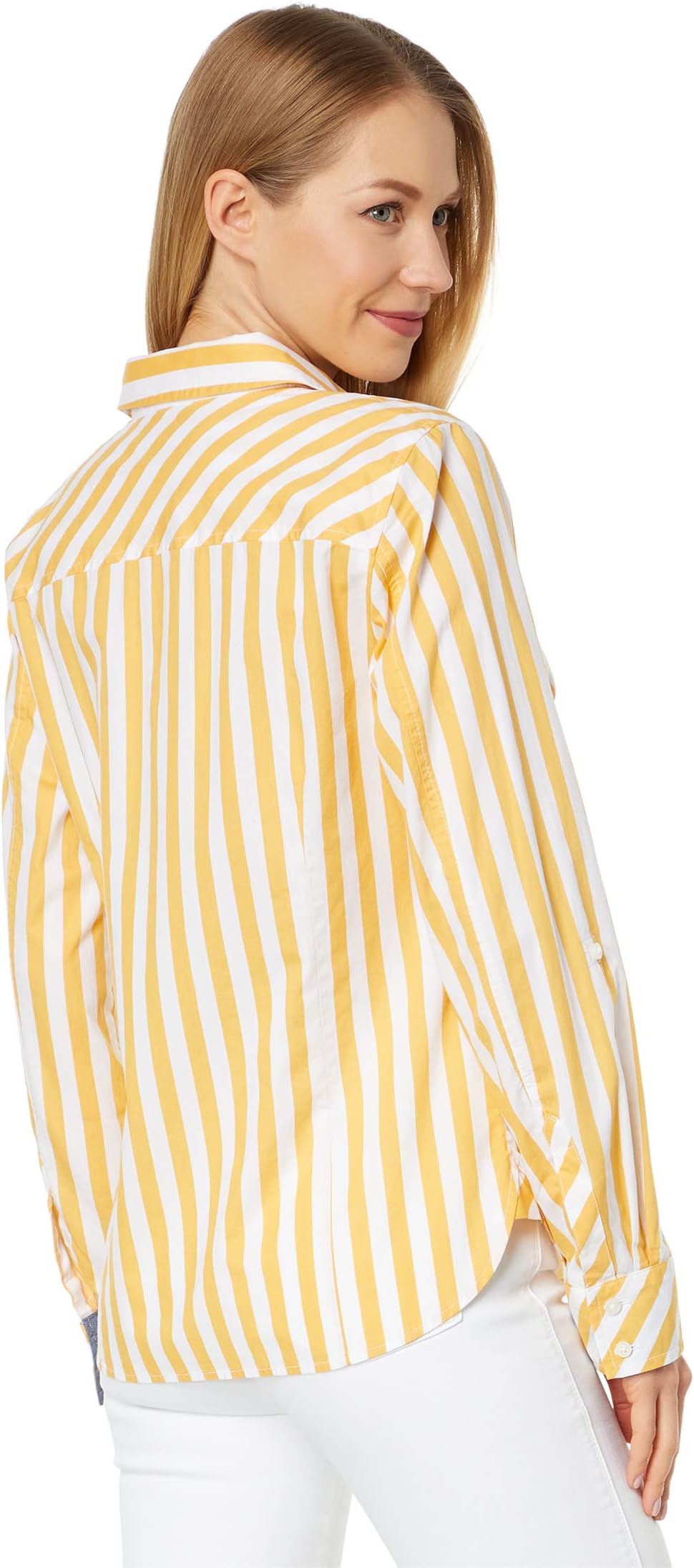 Tommy Hilfiger Roll Tab Shirt in Bi Stripe/Deep Maize/Bright White