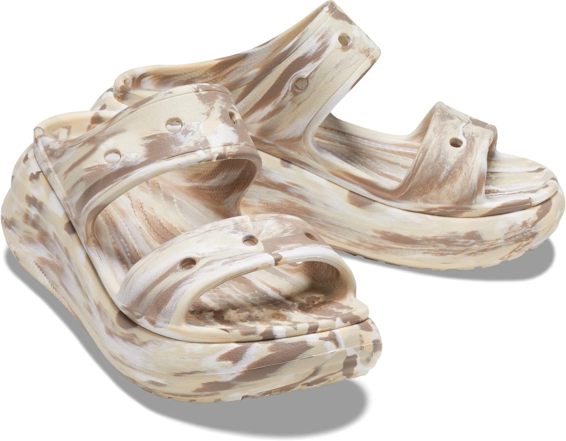 Classic Crush Sandal Crocs, Bone/Multi Marbled