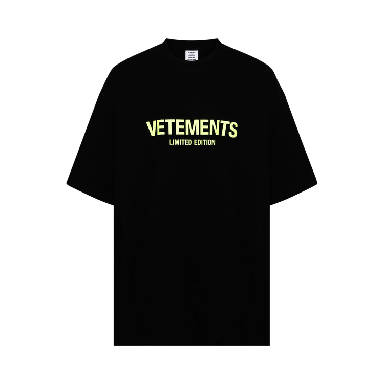 تي شيرت Vetements Limited Edition Logo 'Black/Yellow'، أسود