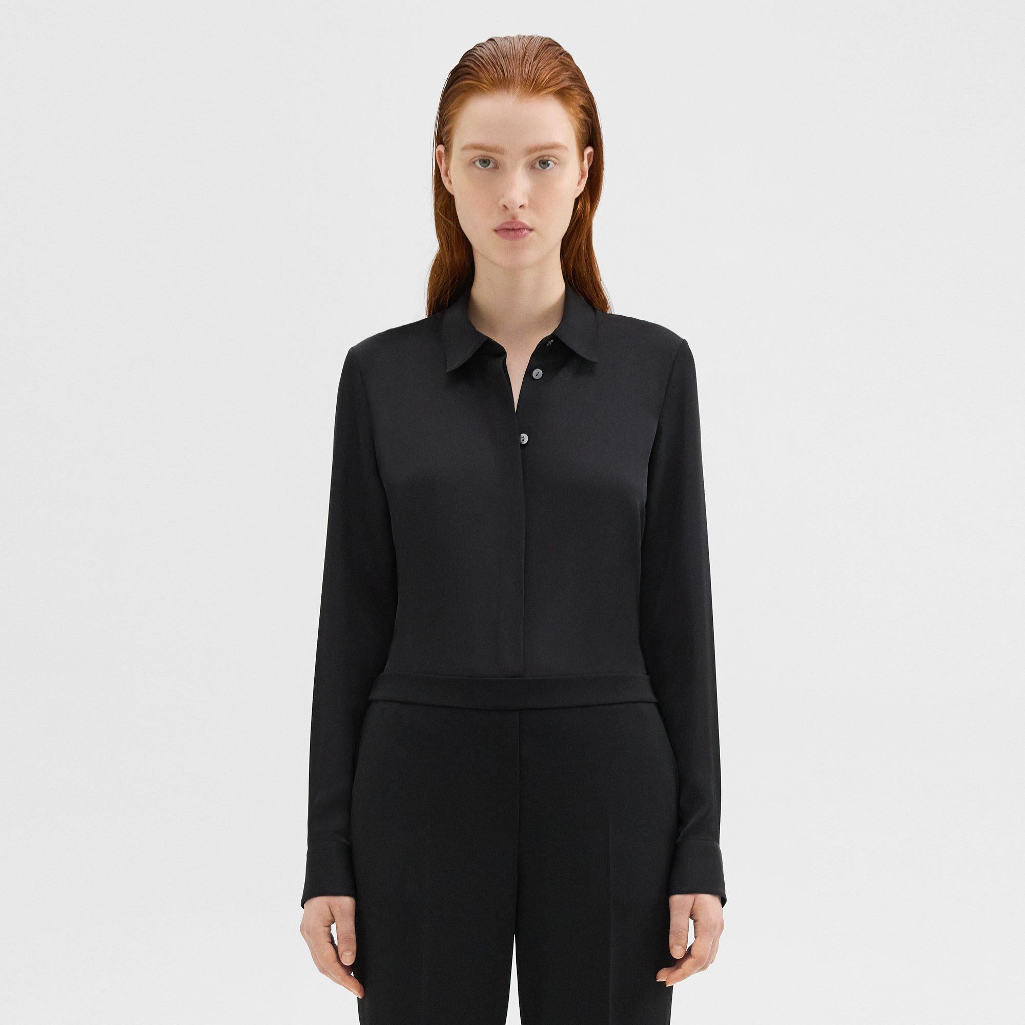 Theory Silk Georgette Fitted Shirt