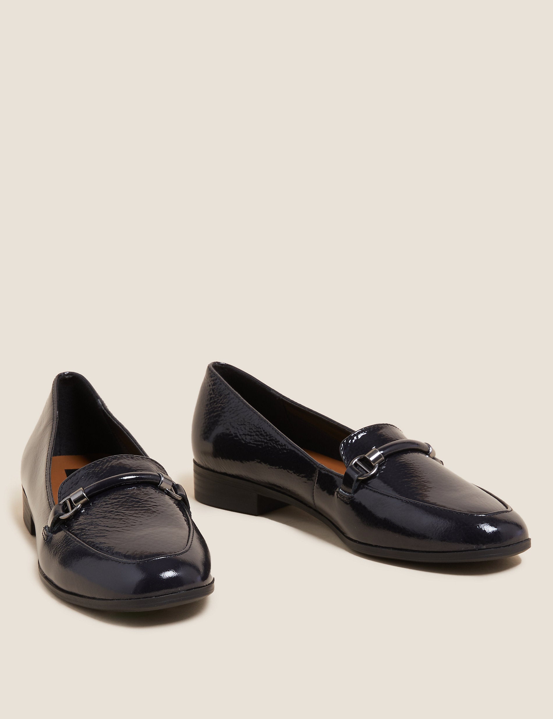 Marks & Spencer Leather Flat Loafers, Navy