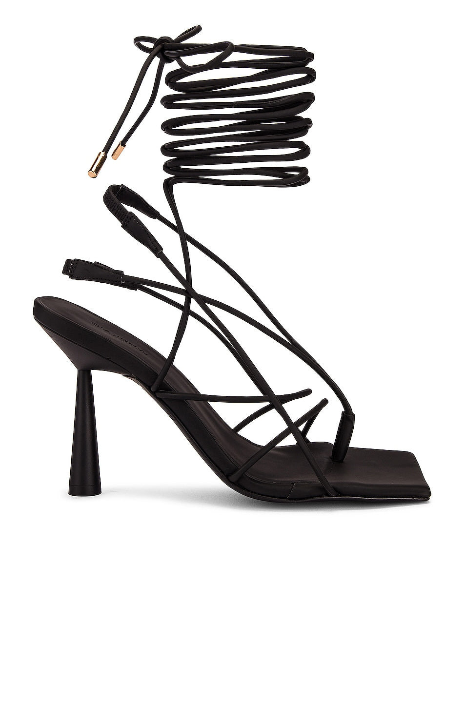 Gia Borghini X RHW Tall Lace Up Sandals, Black Matte