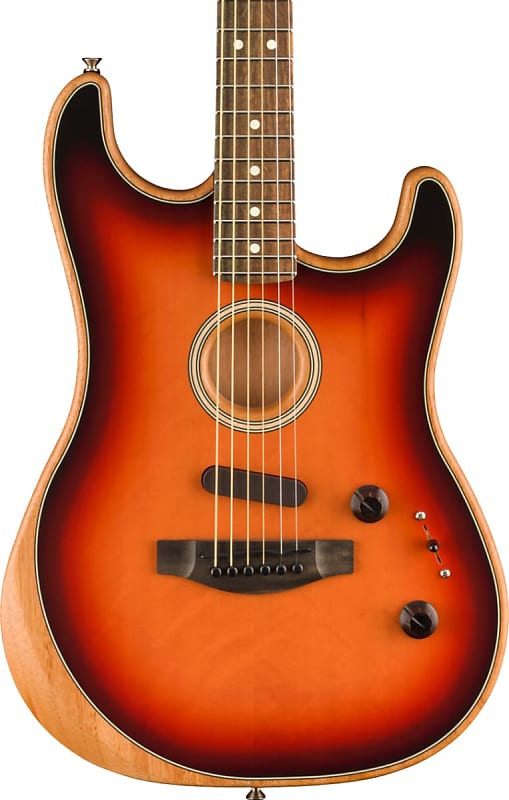 جيتار أكوستيك Fender American Acoustasonic Strat Acoustic Electric Guitar Ebony Fingerboard, 3-Color Sunburst