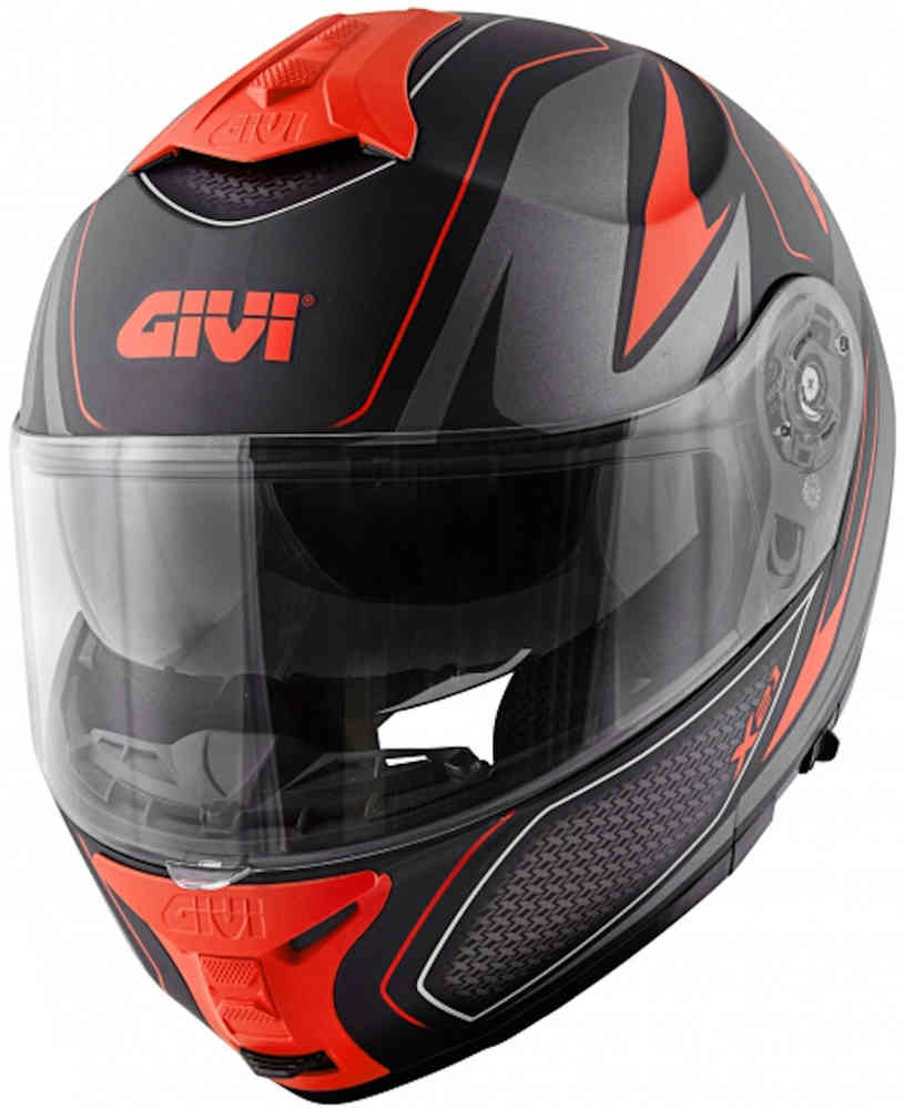 X.21 Challenger Shiver GIVI helmet, matte black/red