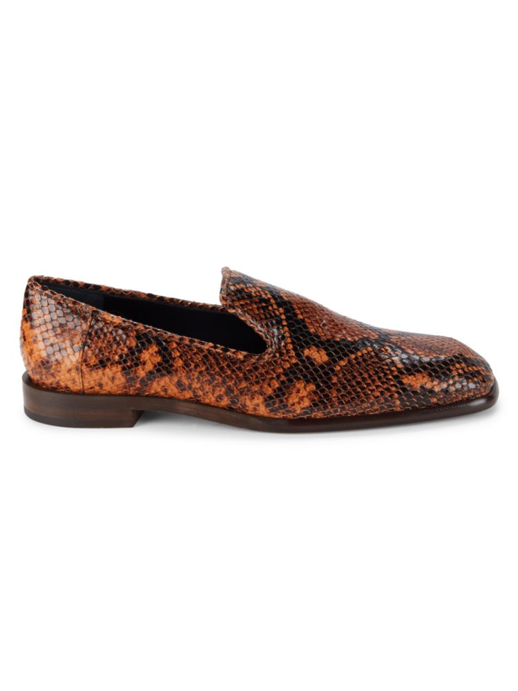 Hanna Python Embossed Victoria Beckham Leather Loafers, Brown