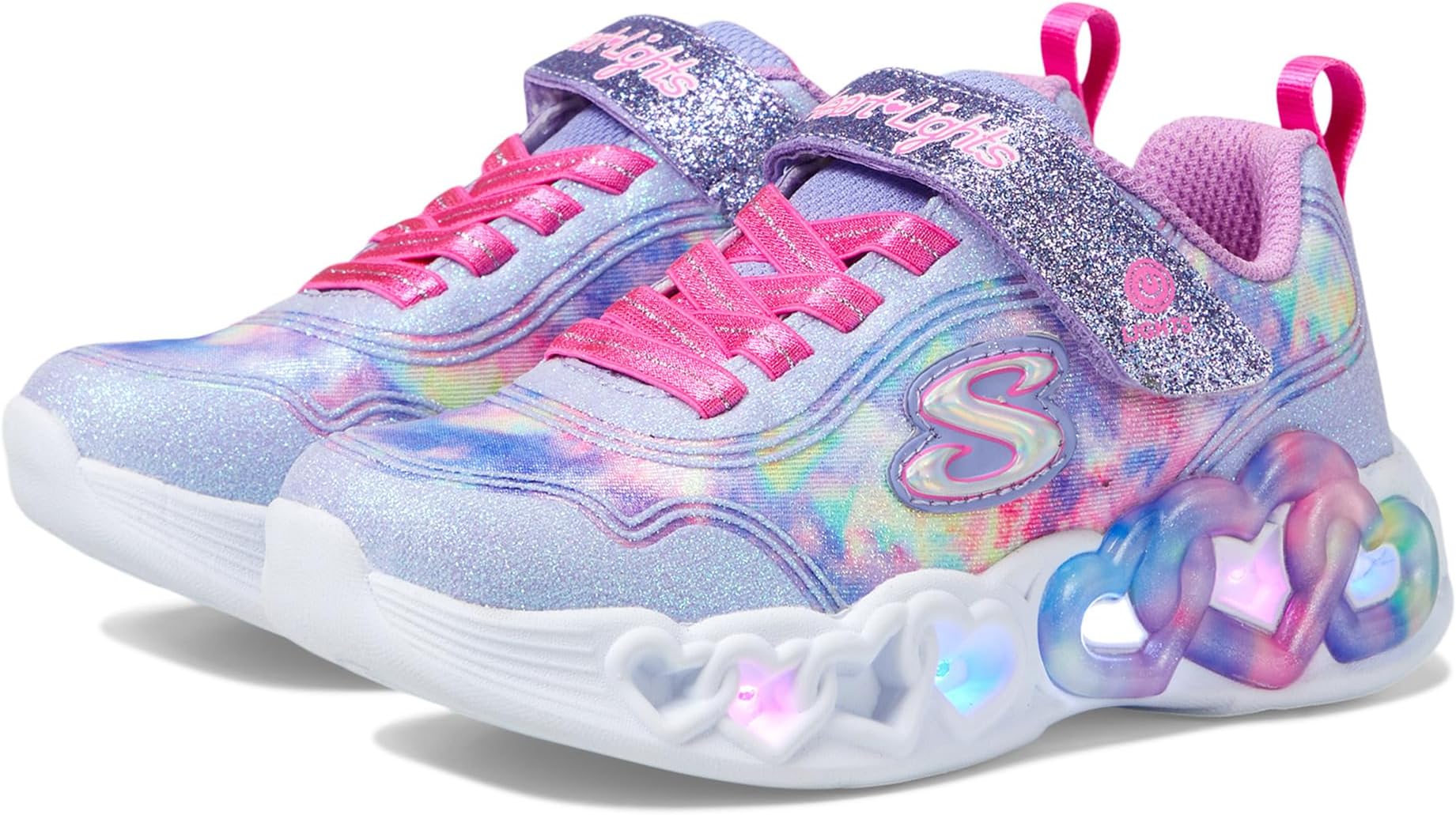 حذاء رياضي Infinite Heart Lights 303753L من SKECHERS KIDS، لافندر/متعدد الألوان