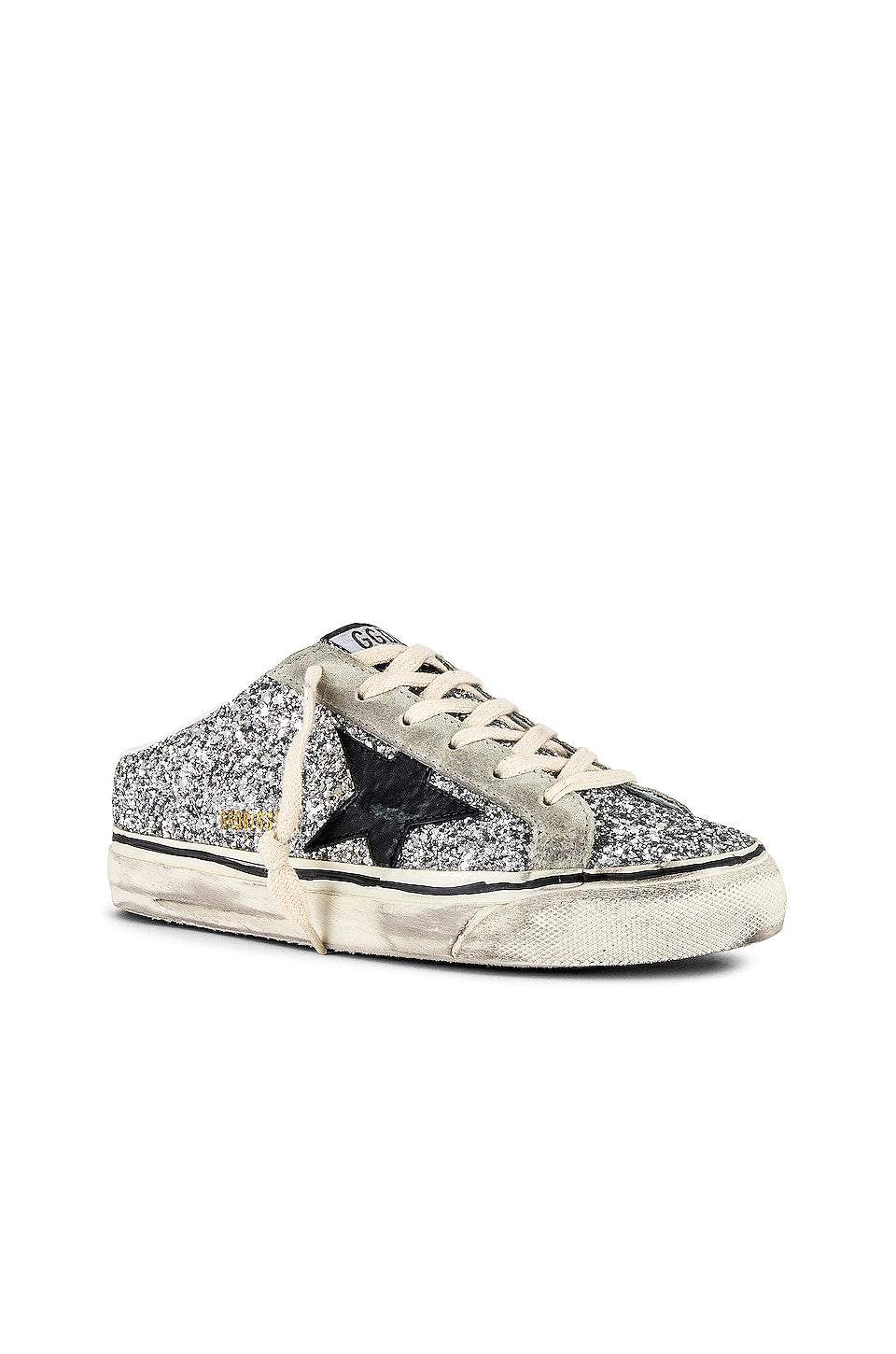 حذاء رياضي Golden Goose Superstar باللون الفضي والثلجي والأسود