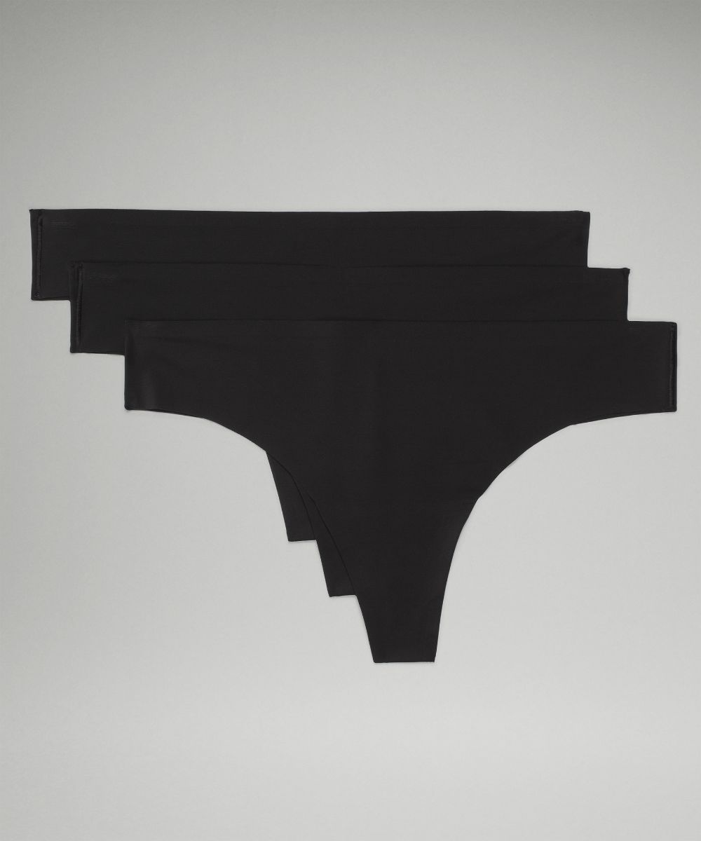 InvisiWear mid-rise thong briefs 3 pieces Lululemon, black