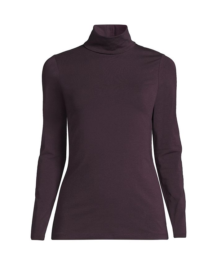 Lands' End Women's Lightweight Long Sleeve Petite Turtleneck color Black current