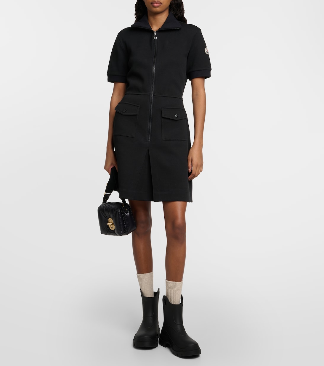 Moncler cotton mini dress, black