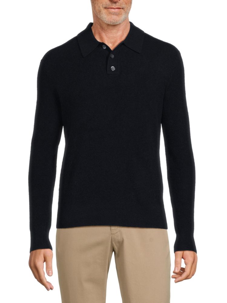 Alex Mill Long Sleeve Cashmere Polo Sweater, Navy