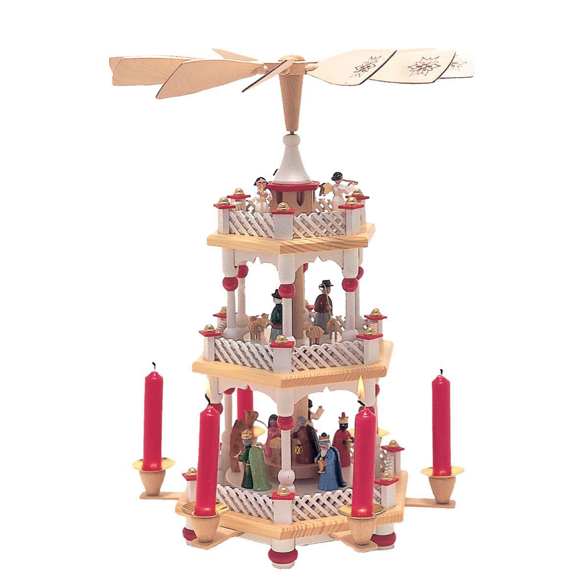 17" Christmas Three Tier Nativity Scene Candle Holder Pyramid